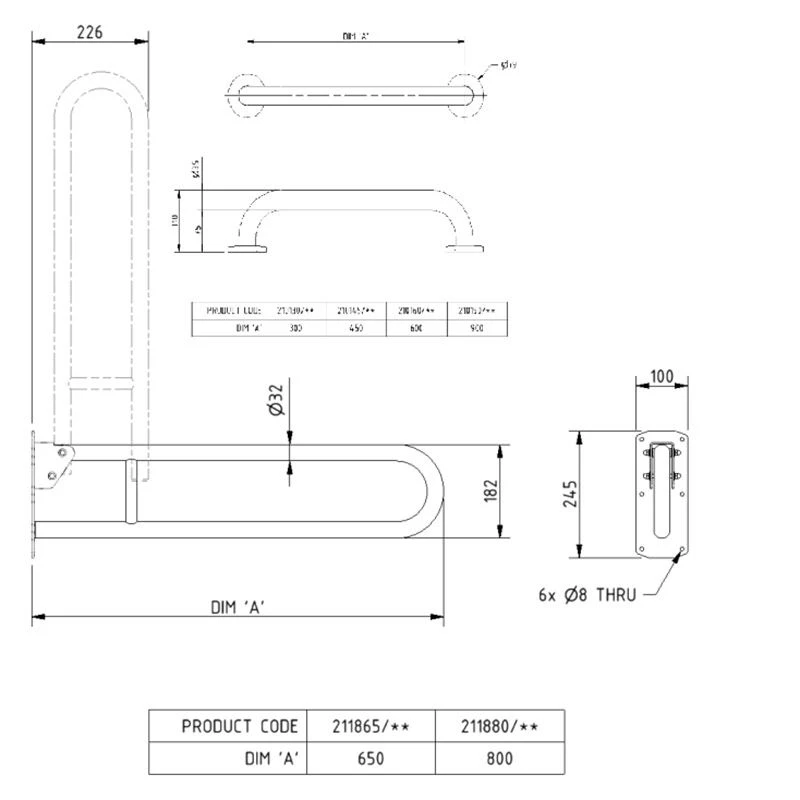 Nyma Care Rail Only Doc M Pack For Toilet With Concealed Fixings - Stainless Steel - Dark Blue - 230005/DB 4 Nyma Care Rail Only Doc M Pack For Toilet With Concealed Fixings - Stainless Steel - Dark Blue - 230005/DB - Image 2