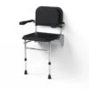Nyma Style Premium Wall Mounted Shower Padded Seat With Legs, Back & Arms - Polished Aluminium Frame - Black - 335004/BL -Bliss Bath Shop n y nyma 335004 bl
