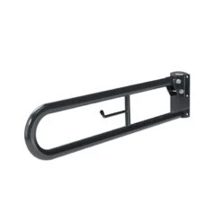Nyma Pro Trombone Lift & Lock Hinged Support Rail With Toilet Roll Holder - 800mm - Steel - Dark Grey - DDGR-B/DG