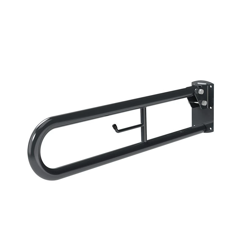 Nyma Pro Trombone Lift & Lock Hinged Support Rail With Toilet Roll Holder - 800mm - Steel - Dark Grey - DDGR-B/DG 3 Nyma Pro Trombone Lift & Lock Hinged Support Rail With Toilet Roll Holder - 800mm - Steel - Dark Grey - DDGR-B/DG