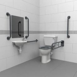 Nyma Pro Close Coupled Doc M Pack For Toilet With Exposed Fixings - Steel - Dark Grey - DM200K/DG
