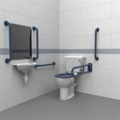 Nyma Care Close Coupled Doc M Pack For Toilet With Lockable Cistern Lid & Concealed Fixings - Steel - Dark Blue - DM200KC/LC/DB