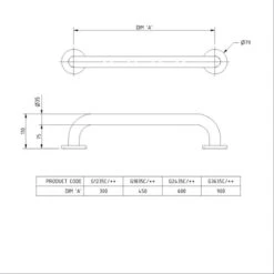 Nyma Pro Round Flange Grab Rail With Concealed Fixings - 455mm - Steel - Dark Grey - G1835C/DG -Bliss Bath Shop n y nyma g1835c dg 1