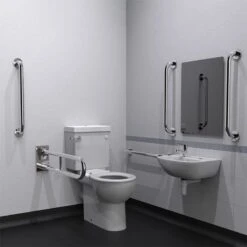 Nyma Care Premium Rimless Left Handed Close Coupled Doc M Pack For Toilet - Polished Stainless Steel - NY02-DM-13101-SP