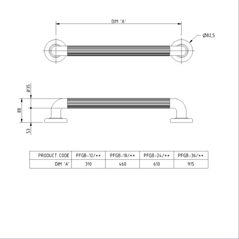Nyma Pro Fluted Grab Rail With Concealed Fixings - 600mm - Plastic - White - PFGB-24/WH 4 Nyma Pro Fluted Grab Rail With Concealed Fixings - 600mm - Plastic - White - PFGB-24/WH - Image 2