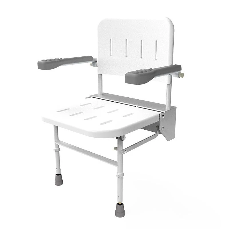 Nyma Care Premium Wall Mounted Shower Seat With Legs, Back & Arms - White - SB-071/WH 3 Nyma Care Premium Wall Mounted Shower Seat With Legs, Back & Arms - White - SB-071/WH