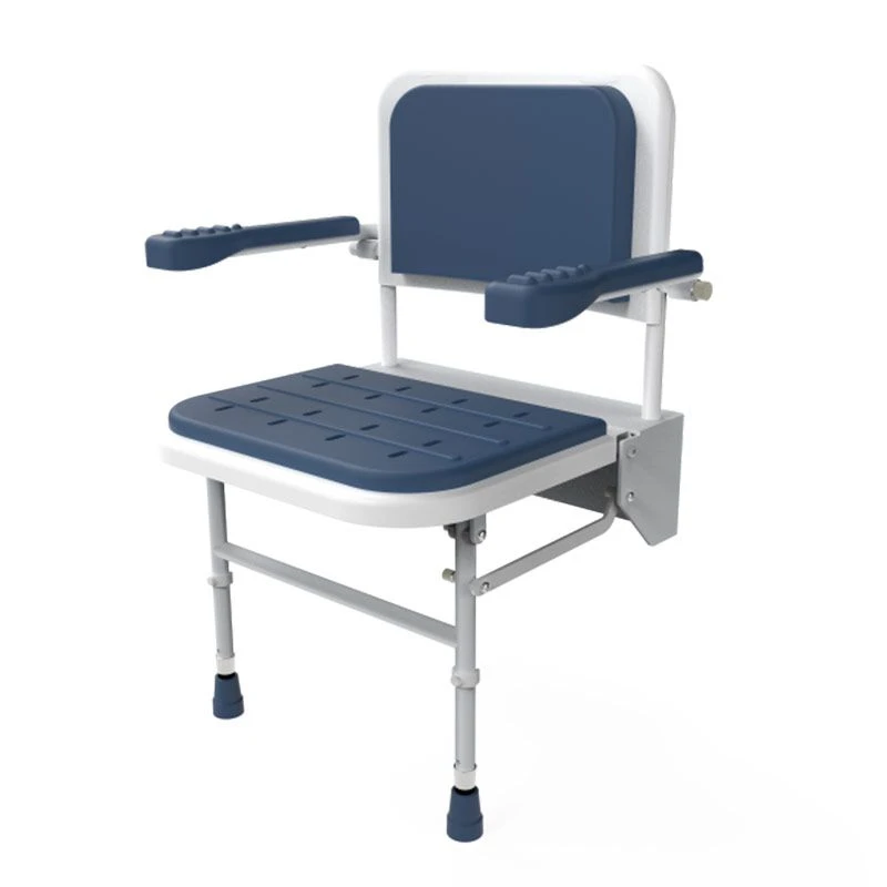 Nyma Care Premium Wall Mounted Shower Padded Seat With Legs, Arms & Back - Dark Blue - SB-081/DB 3 Nyma Care Premium Wall Mounted Shower Padded Seat With Legs, Arms & Back - Dark Blue - SB-081/DB