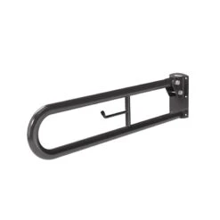 Nyma Pro Trombone Lift & Lock Hinged Support Rail With Toilet Roll Holder - 800mm - Steel - Grey - DDGR-B/GY