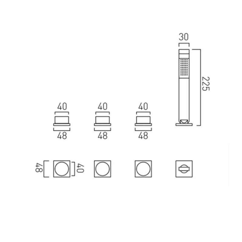 Vado Omika 4 Hole Bath Shower Mixer Without Spout - OMI-135/NS-C/P 4 Vado Omika 4 Hole Bath Shower Mixer Without Spout - OMI-135/NS-C/P - Image 2