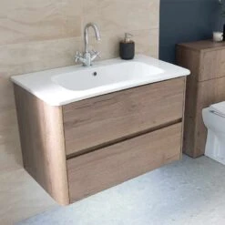 Calypso Sora 800 Wall Hung Vanity Unit - Sienna Oak - 4763 -Bliss Bath Shop oak 800