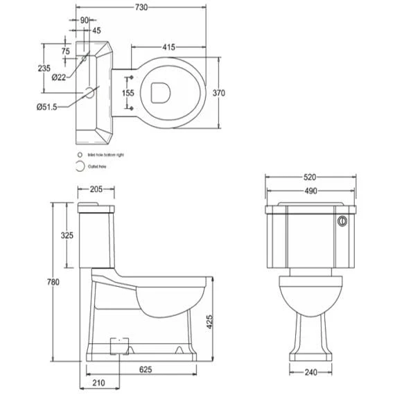 Burlington Close Coupled WC Pan With S Trap Vertical Outlet - White - P18 4 Burlington Close Coupled WC Pan With S Trap Vertical Outlet - White - P18 - Image 2