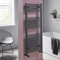 Towelrads Pisa Straight Heated Towel Rail 1600x500mm - Anthracite - 150008