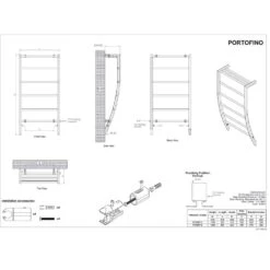Ultraheat Portofino Towel Radiator 1200x500mm - Chrome - POR5P12C 5 Ultraheat Portofino Towel Radiator 1200x500mm - Chrome - POR5P12C -Bliss Bath Shop por5p12c dimensions large