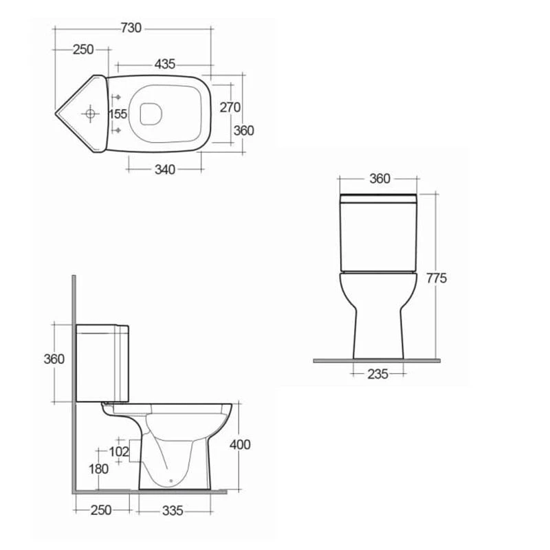 RAK Ceramics Origin Close Coupled Dual Flush Corner Cistern - White - ORI62CNRCIST 4 RAK Ceramics Origin Close Coupled Dual Flush Corner Cistern - White - ORI62CNRCIST - Image 2