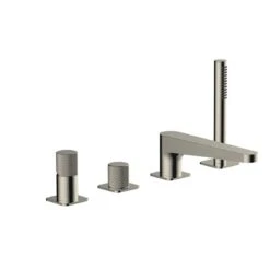 RAK Ceramics Amalfi 4 Hole Deck Mounted Bath Shower Mixer - Brushed Nickel - RAKAMA3013N
