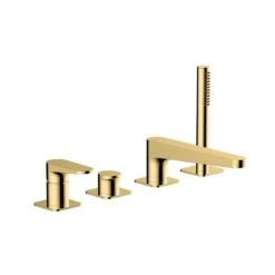 RAK Ceramics Ischia 4 Hole Deck Mounted Bath Shower Mixer - Brushed Gold - RAKISH3013G