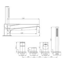 RAK Ceramics Ischia 4 Hole Deck Mounted Bath Shower Mixer - Brushed Nickel - RAKISH3013N -Bliss Bath Shop r a rakish3013n dimension