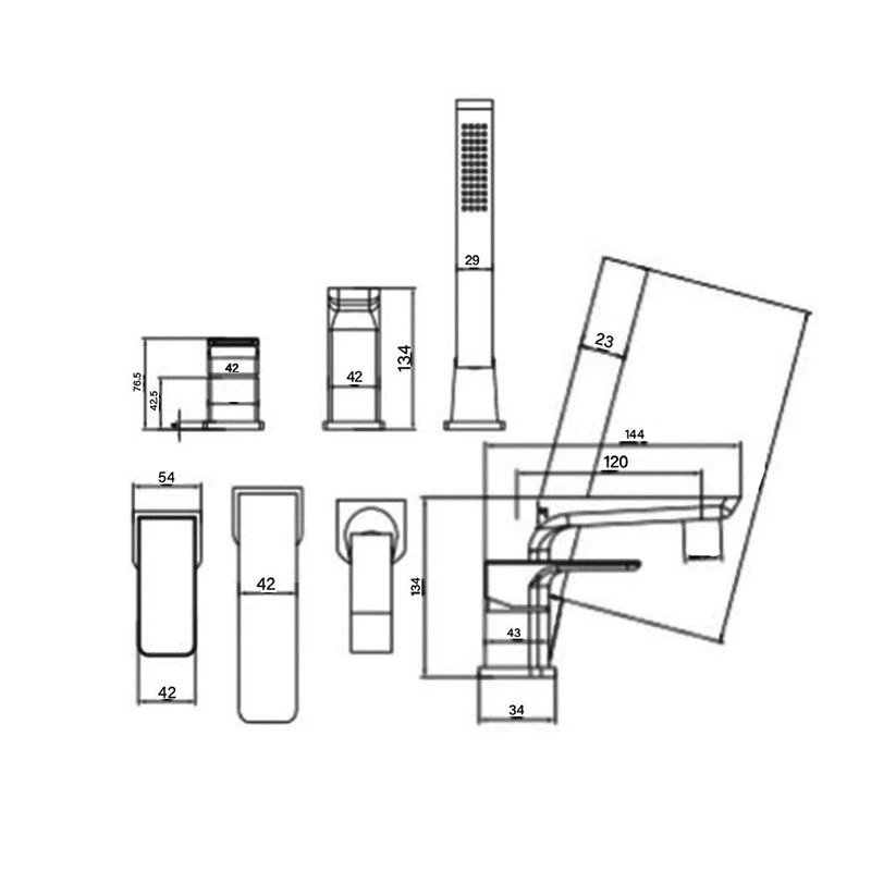RAK Ceramics Moon 3 Hole Deck Mounted Bath Shower Mixer - Chrome - RAKMOO3012 4 RAK Ceramics Moon 3 Hole Deck Mounted Bath Shower Mixer - Chrome - RAKMOO3012 - Image 2