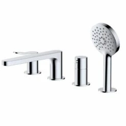 RAK Ceramics Petit Round 4 Hole Deck Mounted Bath Shower Mixer - Chrome - RAKPER3013C