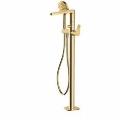 RAK Ceramics Petit Round Floor Standing Bath Shower Mixer - Brushed Gold - RAKPER3014G