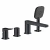 RAK Ceramics Petit Square 4 Hole Deck Mounted Bath Shower Mixer - Matt Black - RAKPES3013B -Bliss Bath Shop r a rakpes3013b