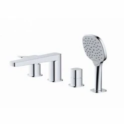 RAK Ceramics Petit Square 4 Hole Deck Mounted Bath Shower Mixer - Chrome - RAKPES3013C