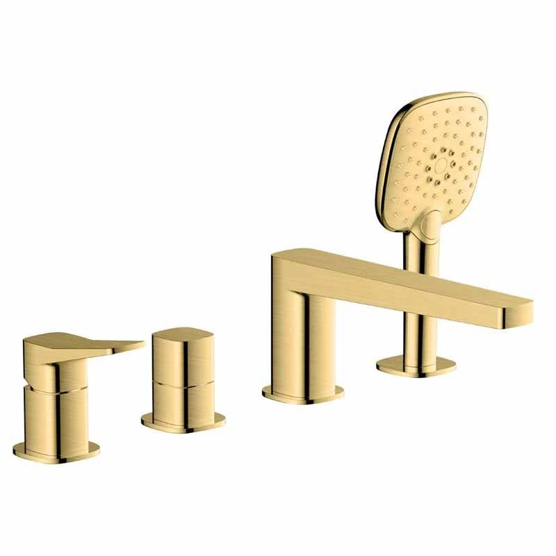 RAK Ceramics Petit Square 4 Hole Deck Mounted Bath Shower Mixer - Brushed Gold - RAKPES3013G 3 RAK Ceramics Petit Square 4 Hole Deck Mounted Bath Shower Mixer - Brushed Gold - RAKPES3013G
