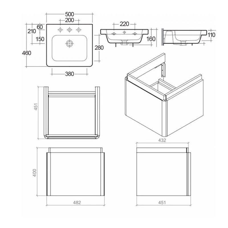 RAK Ceramics Resort Wall Hung Vanity Unit With Single Drawer - Matt Stone - RAKRSTWBU50601 4 RAK Ceramics Resort Wall Hung Vanity Unit With Single Drawer - Matt Stone - RAKRSTWBU50601 - Image 2