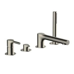 RAK Ceramics Sorrento 4 Hole Deck Mounted Bath/Shower Mixer - Brushed Nickel - RAKSOR3013N