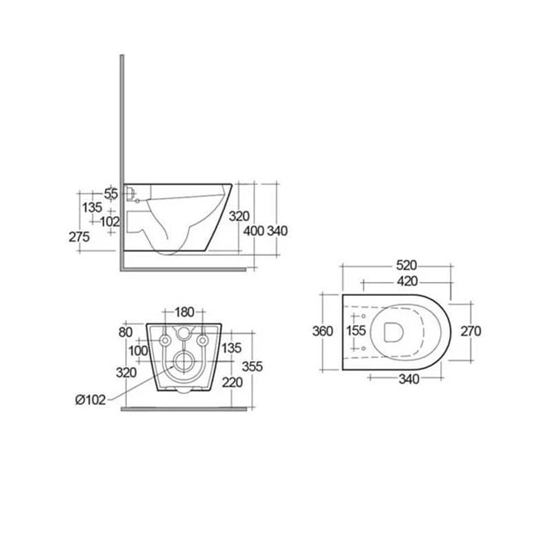 RAK Ceramics Resort Wall Hung Toilet Pan - White - RSTWHPAN 4 RAK Ceramics Resort Wall Hung Toilet Pan - White - RSTWHPAN - Image 2