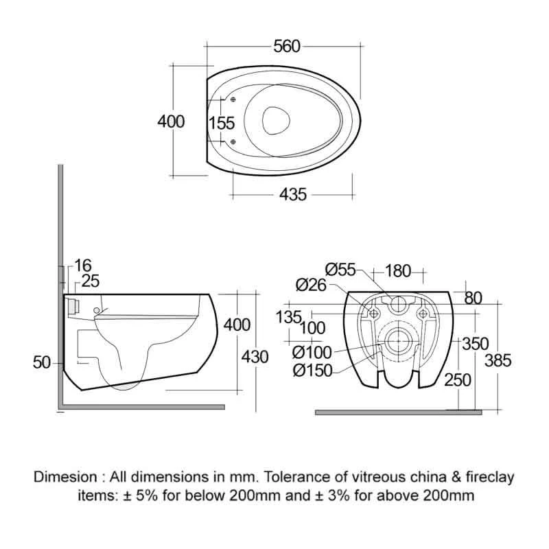 RAK Ceramics Cloud Wall Hung Pan - Matt Black - CLOWC1446504A 4 RAK Ceramics Cloud Wall Hung Pan - Matt Black - CLOWC1446504A - Image 2