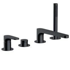 RAK Ceramics Portofino 4 Hole Deck Mounted Bath Shower Mixer - Matt Black - RAKPOR3013B