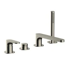 RAK Ceramics Portofino 4 Hole Deck Mounted Bath Shower Mixer - Brushed Nickel - RAKPOR3013N