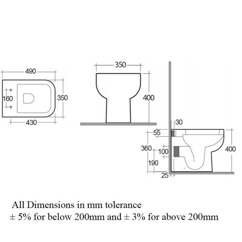 RAK Ceramics Series 600 Back To Wall WC Pan - Alpine White - S600BTWPAN 4 RAK Ceramics Series 600 Back To Wall WC Pan - Alpine White - S600BTWPAN - Image 2