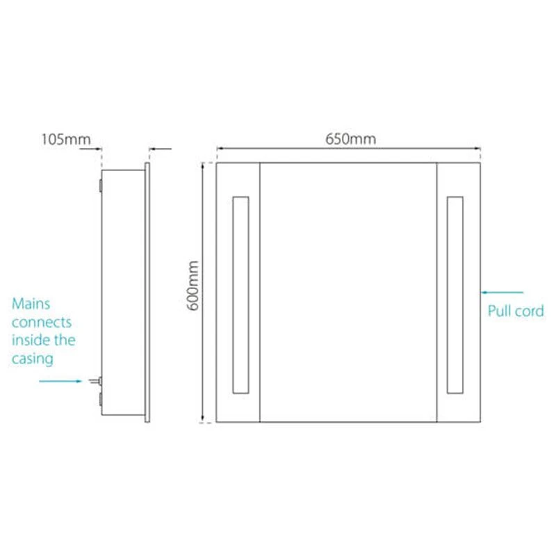 Sensio Finlay Single Door LED Cabinet Mirror 600x650x105mm - SE34295C0 6 Sensio Finlay Single Door LED Cabinet Mirror 600x650x105mm - SE34295C0 - Image 4