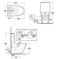 RAK Ceramics Sensation Close Coupled Fully Back To Wall WC Pan - SENWC1146AWHA -Bliss Bath Shop s e senwc1146awha 1