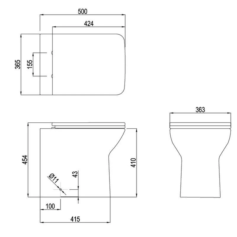Britton Shoreditch Square Rimless Back To Wall Pan And Soft Close Seat - White - SHR.050 4 Britton Shoreditch Square Rimless Back To Wall Pan And Soft Close Seat - White - SHR.050 - Image 2