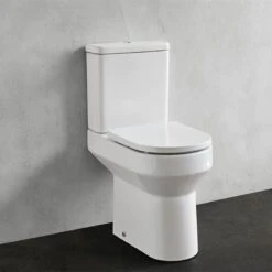 Britton Shoreditch Round Rimless Close Coupled WC Pan & Soft Close Seat - White - SHR.044