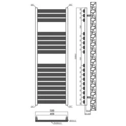Towelrads Dorney Straight Heated Towel Rail - Anthracite - 1500x500mm - 120871 -Bliss Bath Shop t o towelrads 120871 dimensions