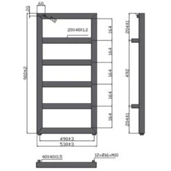 Towelrads Kensington Straight Heated Towel Rail - Black Textured - 900x530mm - 120882 -Bliss Bath Shop t o towelrads 120882 dimensions