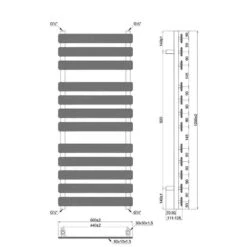 Towelrads Perlo Flat Panel Heated Towel Rail - White - 1200x500mm - 120914 7 Towelrads Perlo Flat Panel Heated Towel Rail - White - 1200x500mm - 120914 -Bliss Bath Shop t o towelrads 120914 dimensions