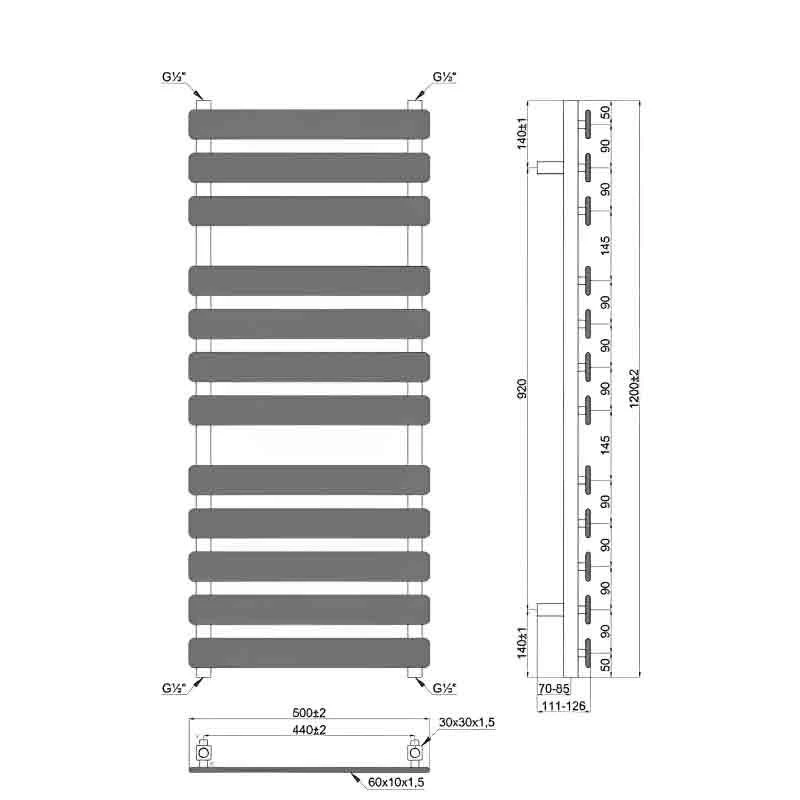 Towelrads Perlo Flat Panel Heated Towel Rail - White - 1200x500mm - 120914 5 Towelrads Perlo Flat Panel Heated Towel Rail - White - 1200x500mm - 120914 - Image 3