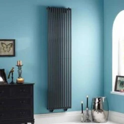 Towelrads Oxfordshire Vertical Straight Hot Water Radiator 1800x465mm - Gun Metal - 120947