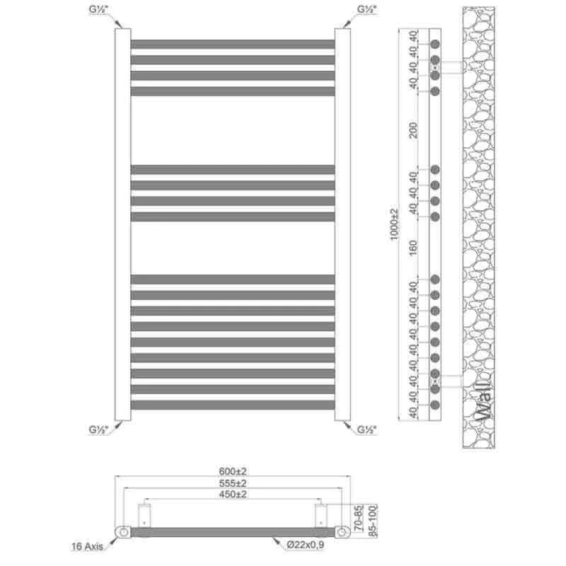 Towelrads Independent Straight Heated Towel Rail 1000x600mm - White - 130014 4 Towelrads Independent Straight Heated Towel Rail 1000x600mm - White - 130014 - Image 2
