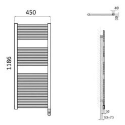 Towelrads Richmond Thermostatic Electric Heated Towel Rail 1186x450mm - Chrome - 136008 -Bliss Bath Shop t o towelrads 136008 dimensions