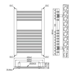Towelrads Richmond Smart Thermostatic Straight Electric Towel Rail - Anthracite - 691x450mm - 136014 7 Towelrads Richmond Smart Thermostatic Straight Electric Towel Rail - Anthracite - 691x450mm - 136014 -Bliss Bath Shop t o towelrads 136014 dimensions