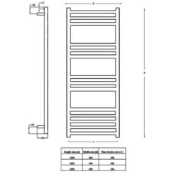 Towelrads Eversley Straight Heated Towel Rail 1000x400mm - Polished Stainless Steel - 136027 -Bliss Bath Shop t o towelrads 136027 dimensions