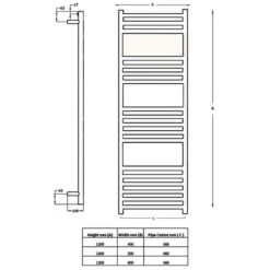 Towelrads Eversley Straight Heated Towel Rail 1200x400mm - Polished Stainless Steel - 136028 7 Towelrads Eversley Straight Heated Towel Rail 1200x400mm - Polished Stainless Steel - 136028 -Bliss Bath Shop t o towelrads 136028 dimensions