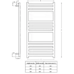 Towelrads Eversley Straight Heated Towel Rail 800x600mm - Polished Stainless Steel - 136034 7 Towelrads Eversley Straight Heated Towel Rail 800x600mm - Polished Stainless Steel - 136034 -Bliss Bath Shop t o towelrads 136034 dimensions