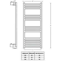 Towelrads Eversley Straight Heated Towel Rail 1000x600mm - Polished Stainless Steel - 136035 -Bliss Bath Shop t o towelrads 136035 dimensions